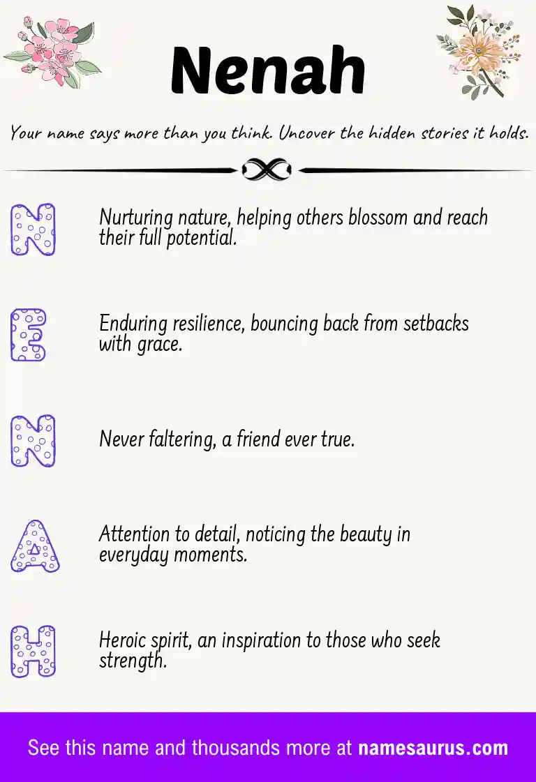 Acrostic poem about Nenah.