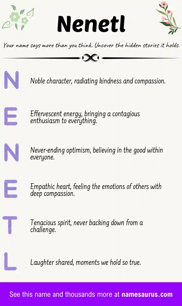 Acrostic poem about Nenetl.