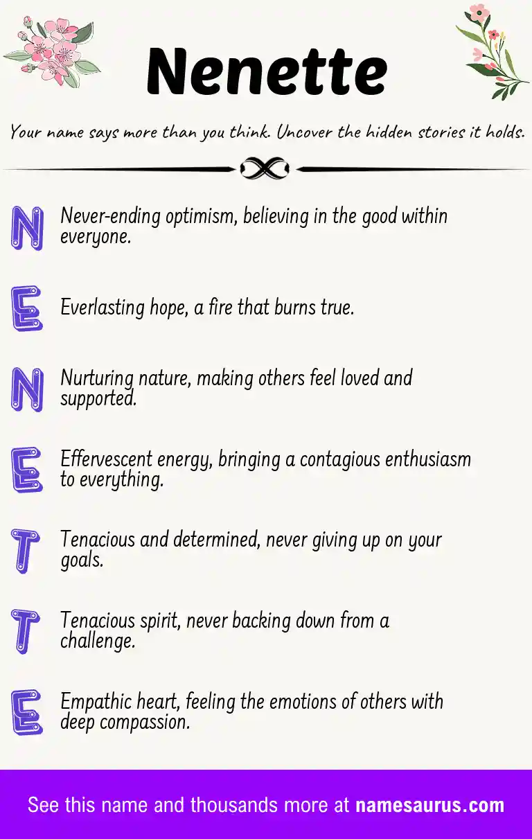 Acrostic poem about Nenette.