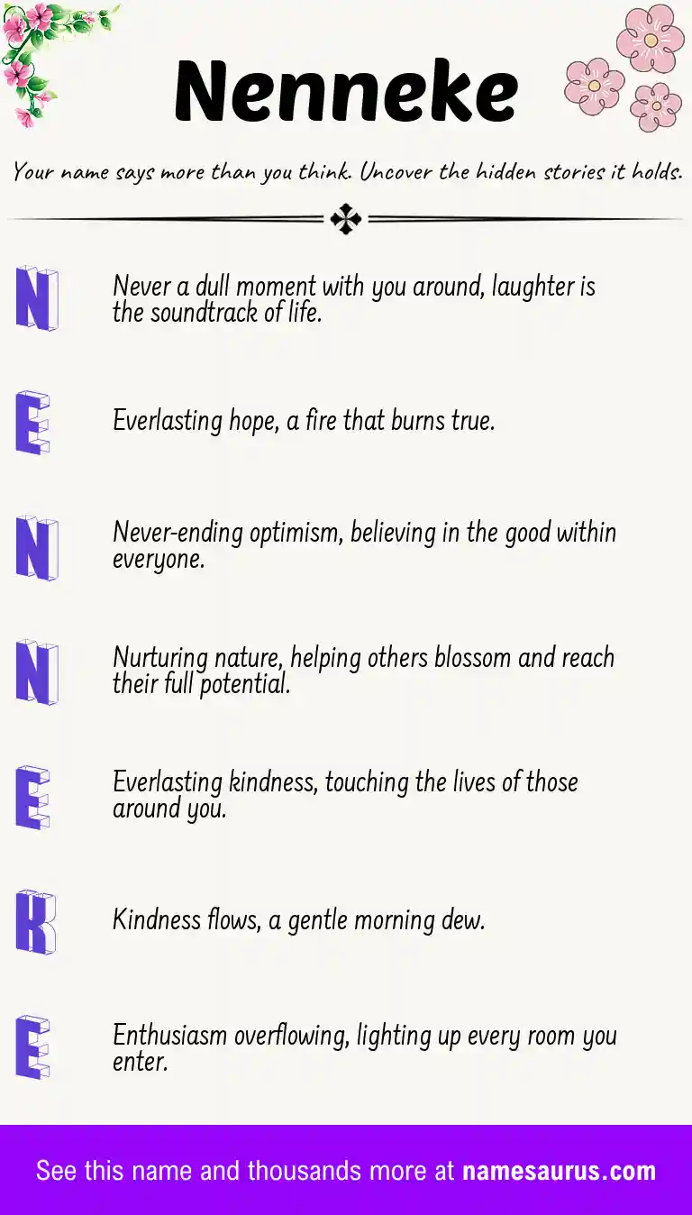 Acrostic poem about Nenneke.