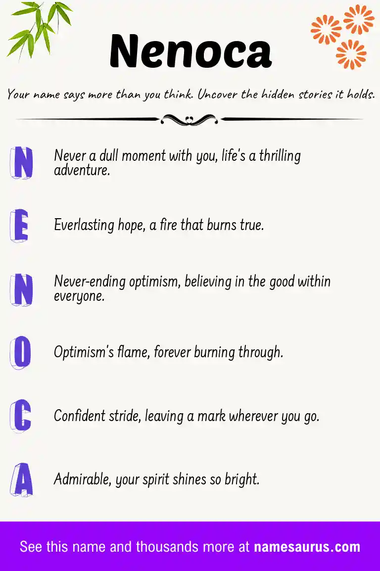 Acrostic poem about Nenoca.