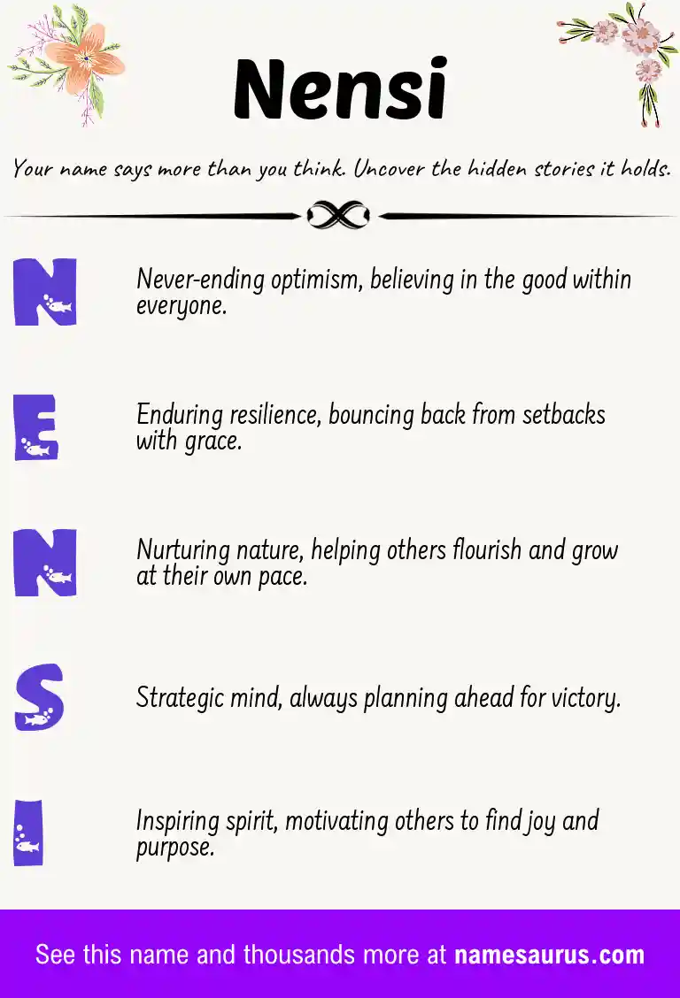 Acrostic poem about Nensi.