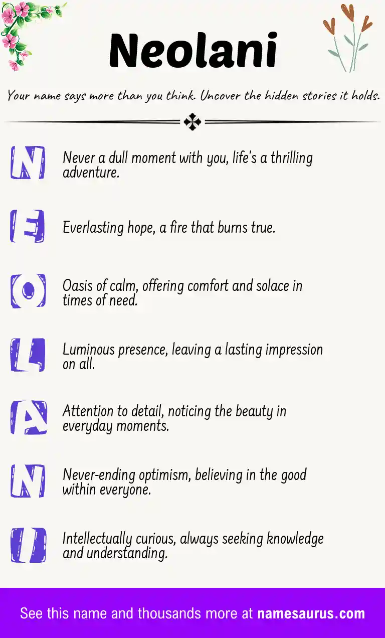 Acrostic poem about Neolani.