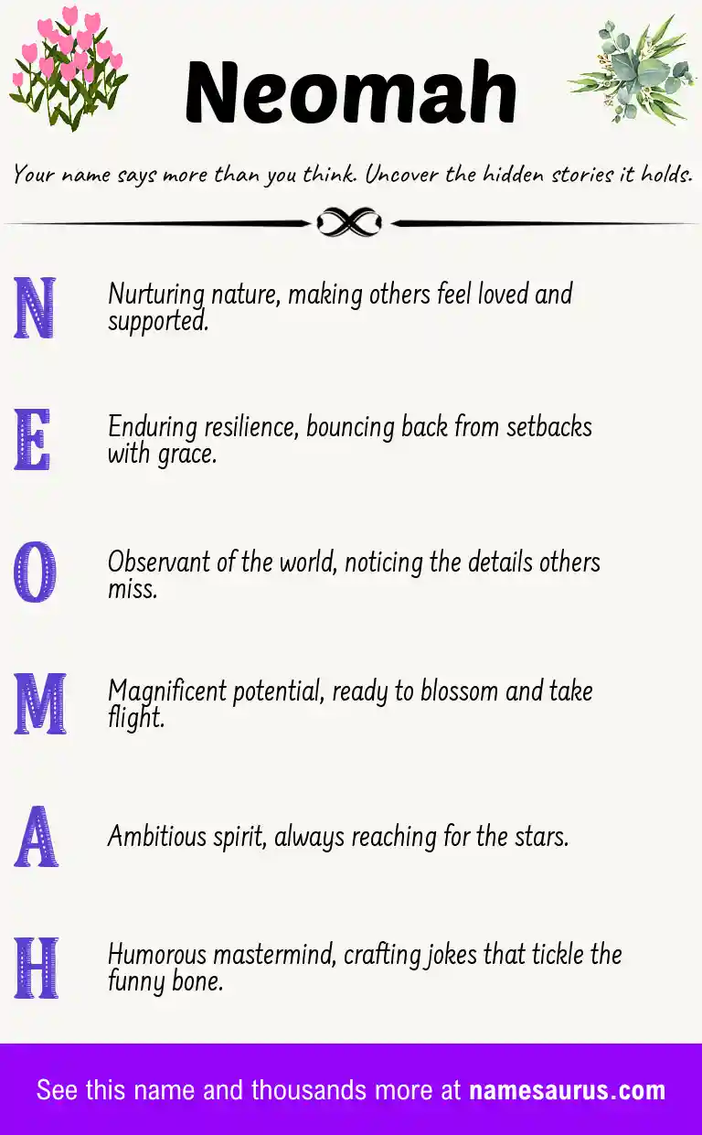 Acrostic poem about Neomah.