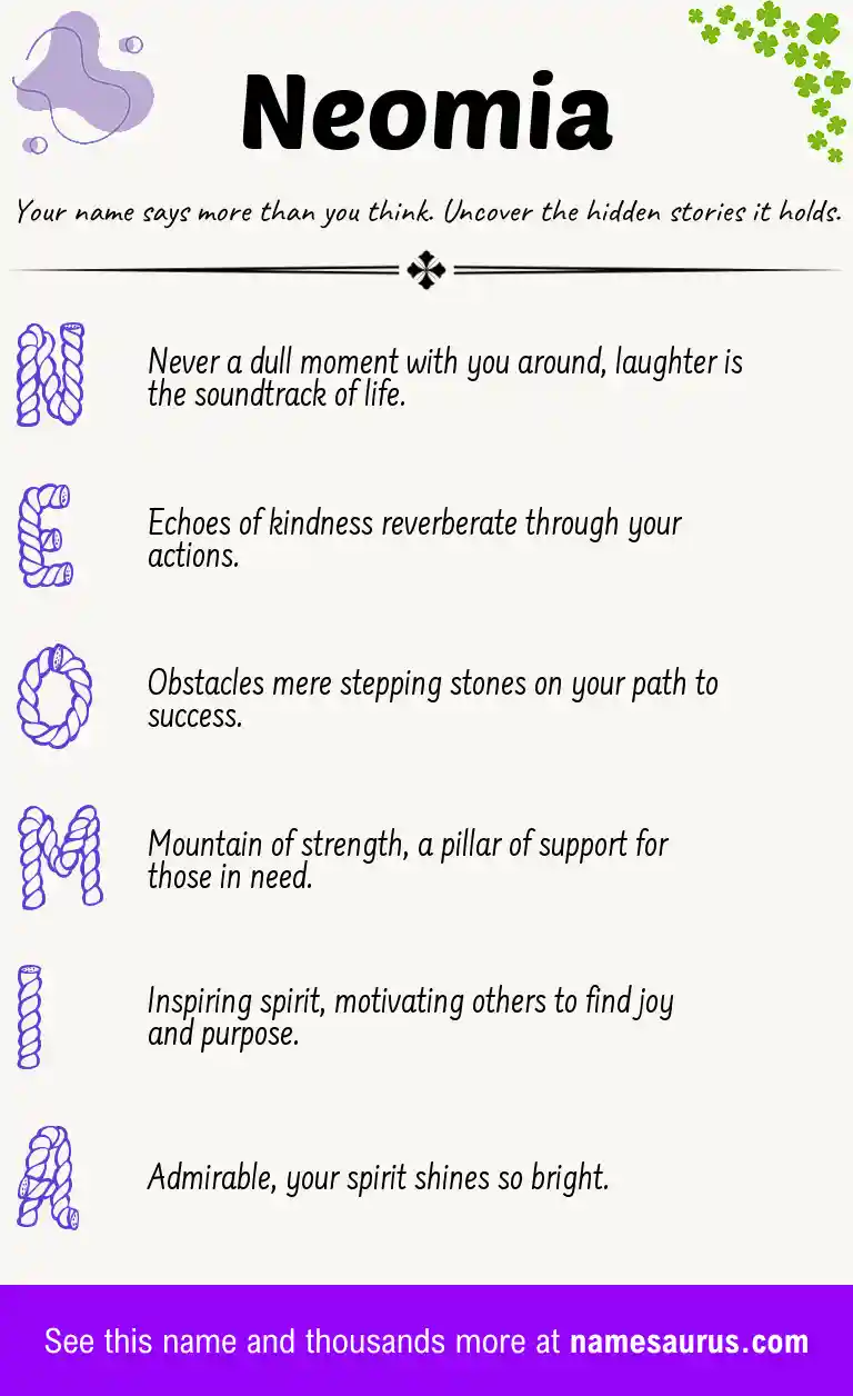 Acrostic poem about Neomia.