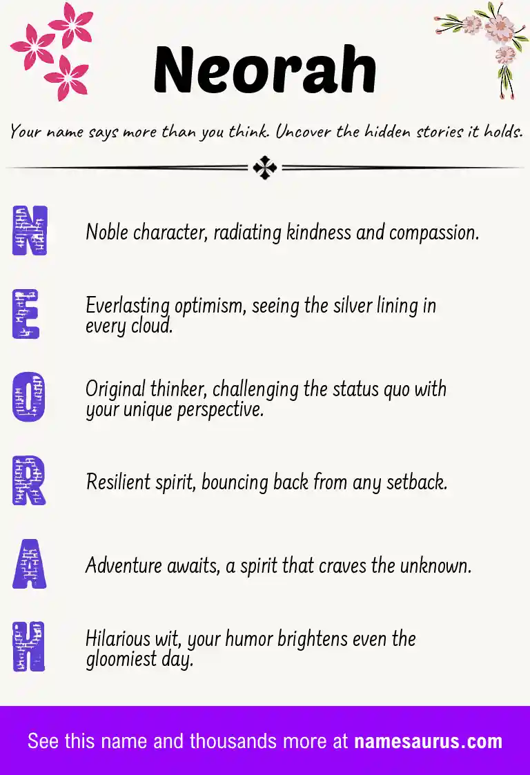 Acrostic poem about Neorah.