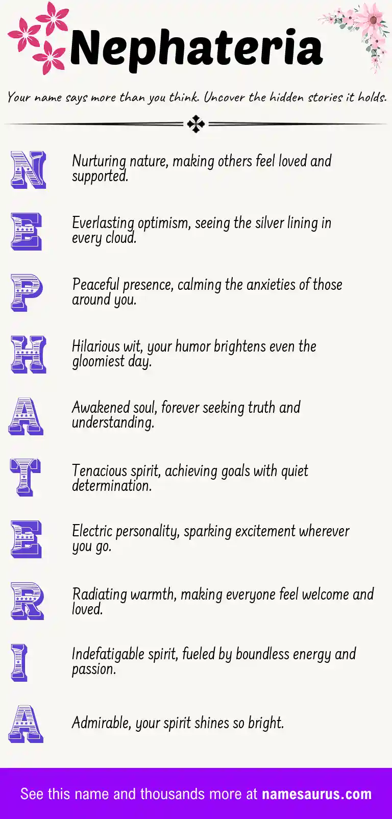 Acrostic poem about Nephateria.