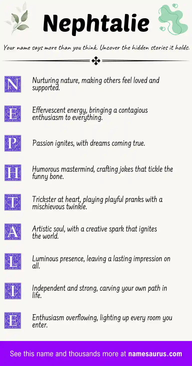 Acrostic poem about Nephtalie.