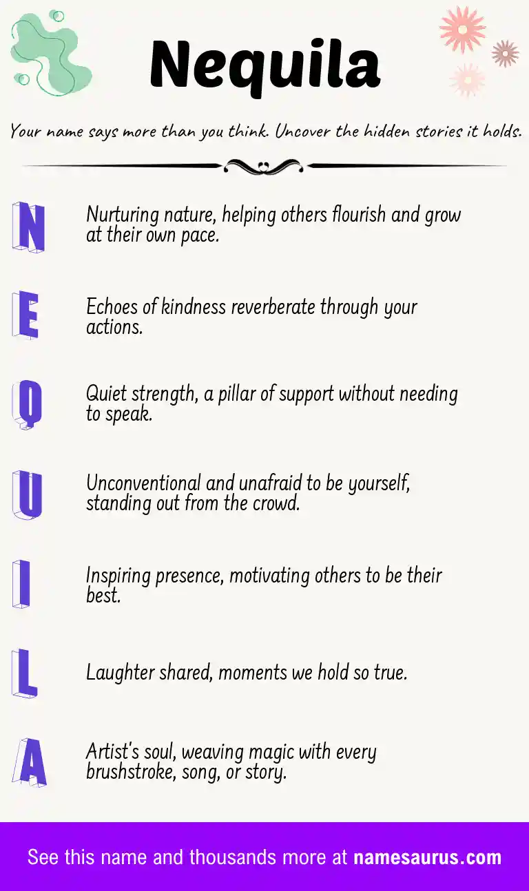 Acrostic poem about Nequila.