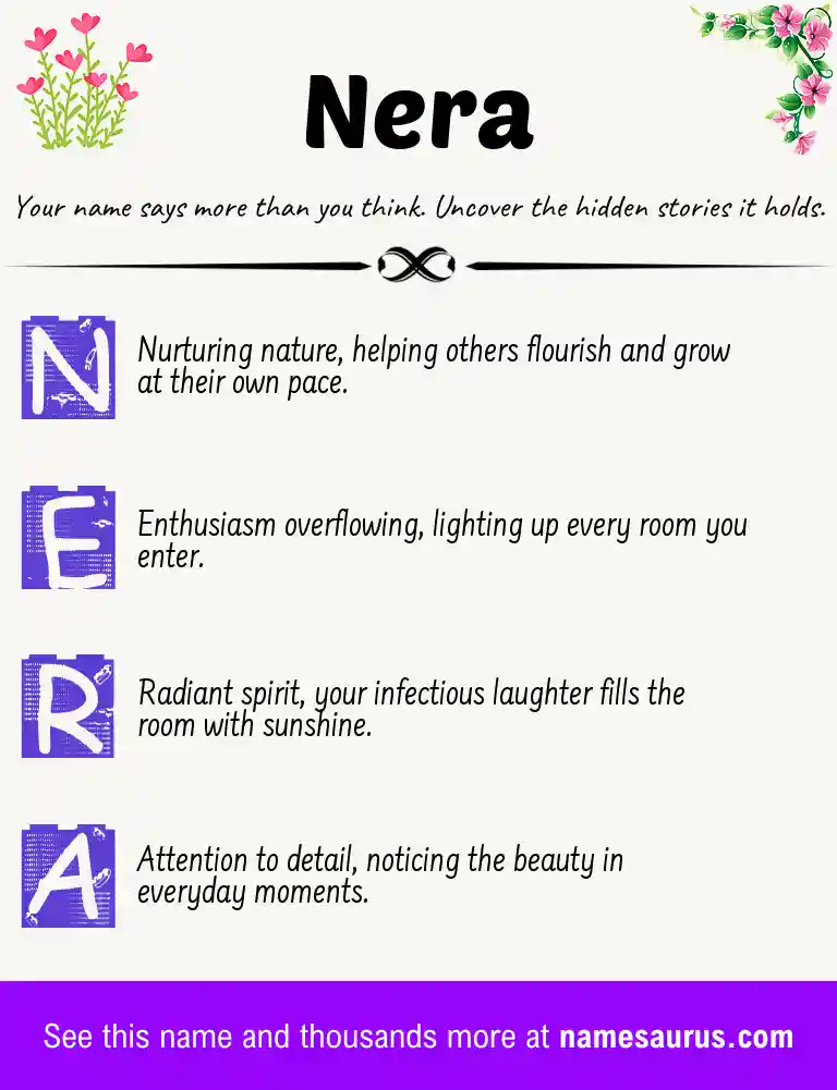 Acrostic poem about Nera.