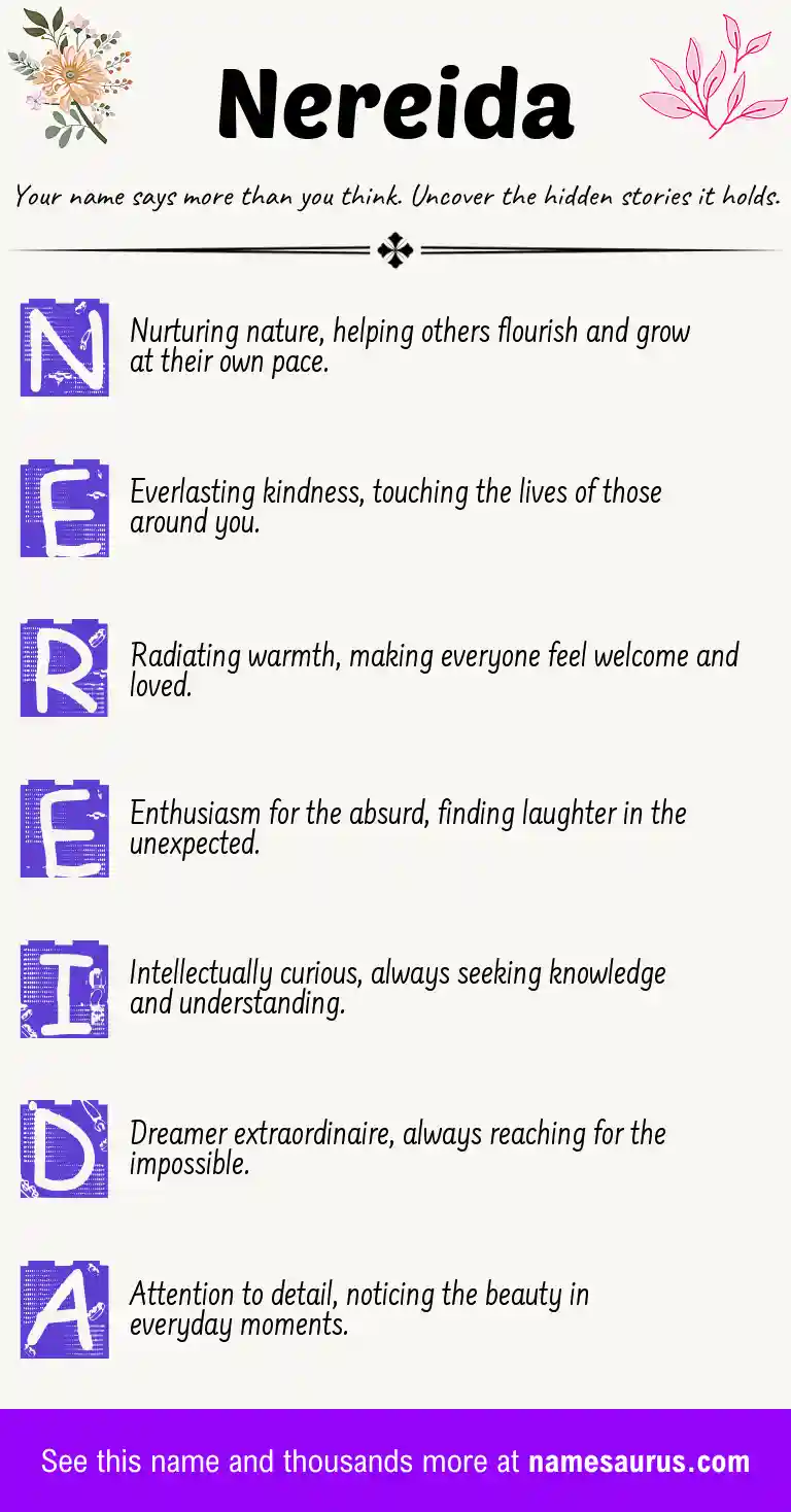 Acrostic poem about Nereida.