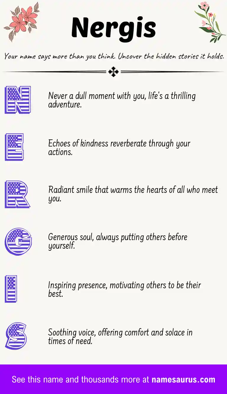 Acrostic poem about Nergis.