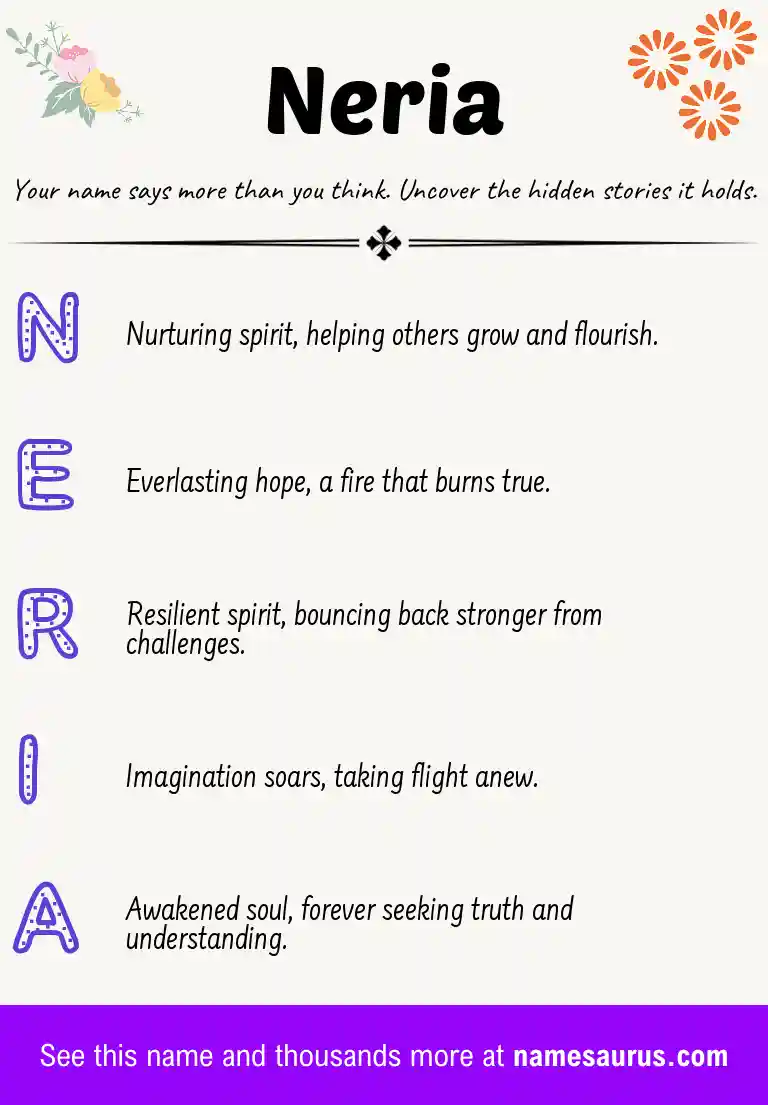 Acrostic poem about Neria.