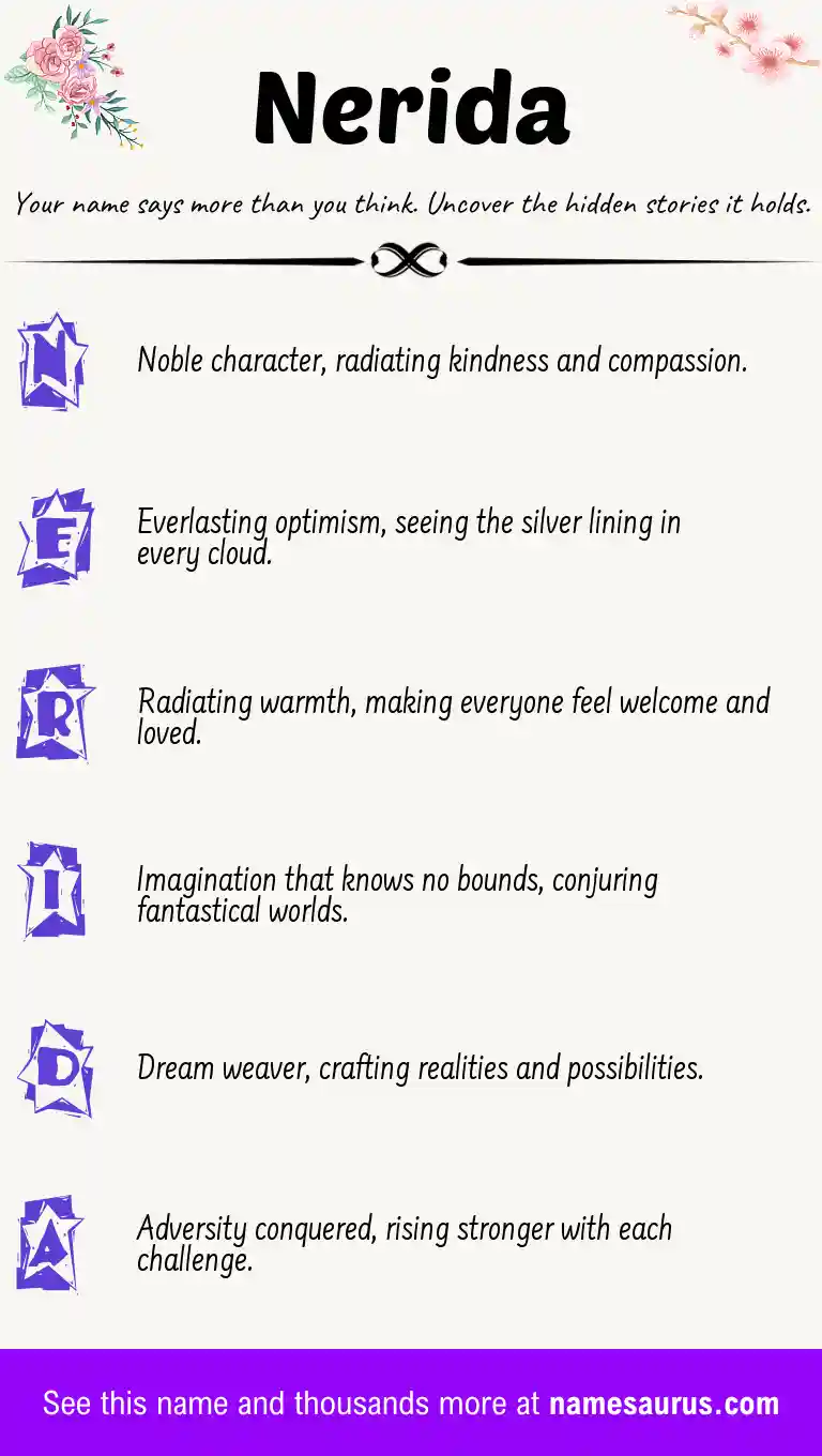 Acrostic poem about Nerida.