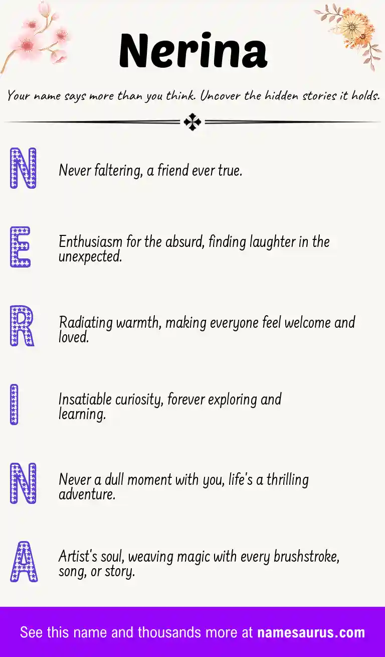 Acrostic poem about Nerina.