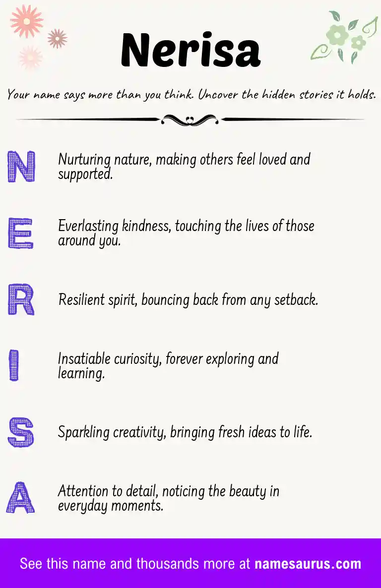 Acrostic poem about Nerisa.