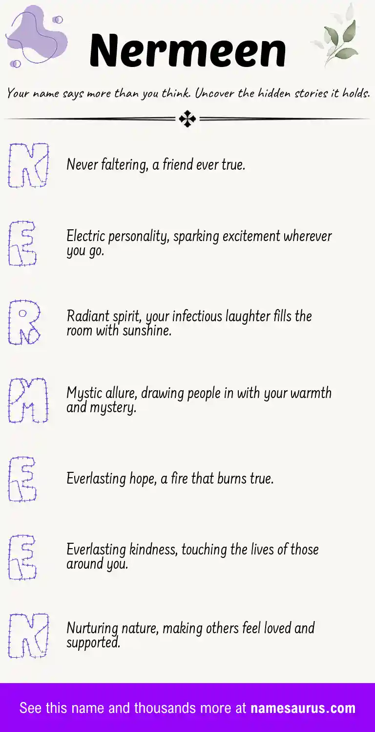 Acrostic poem about Nermeen.