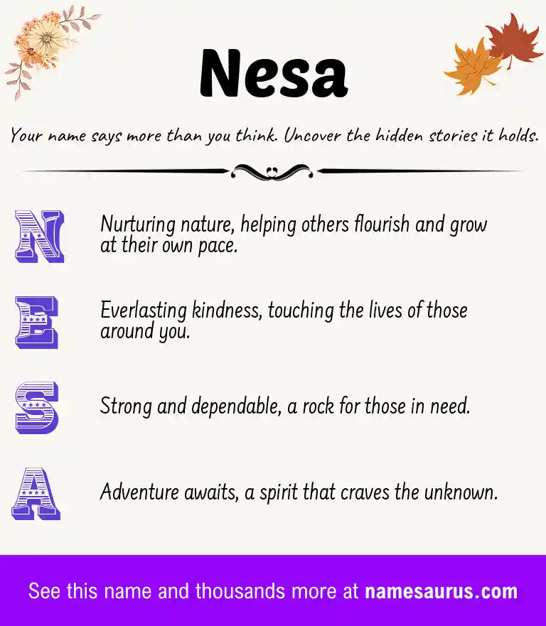 Acrostic poem about Nesa.
