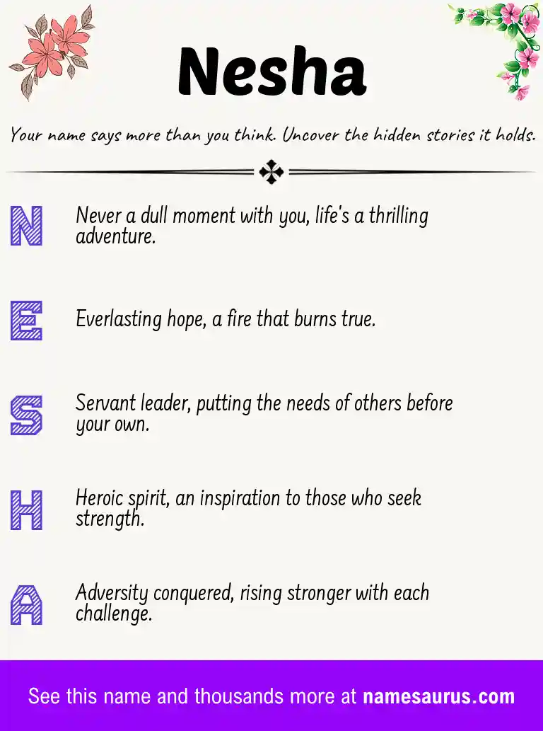 Acrostic poem about Nesha.