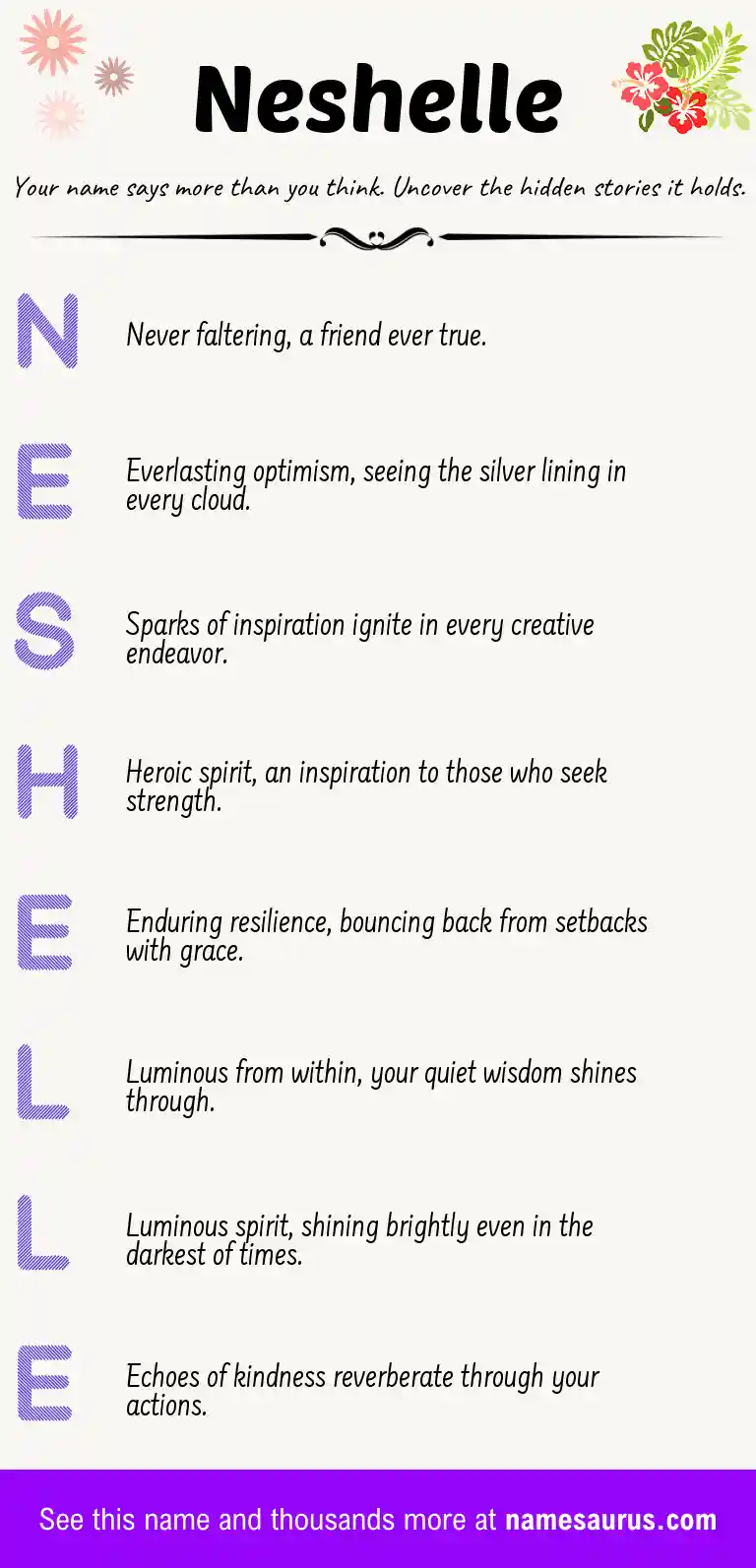 Acrostic poem about Neshelle.