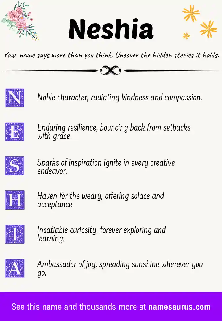 Acrostic poem about Neshia.