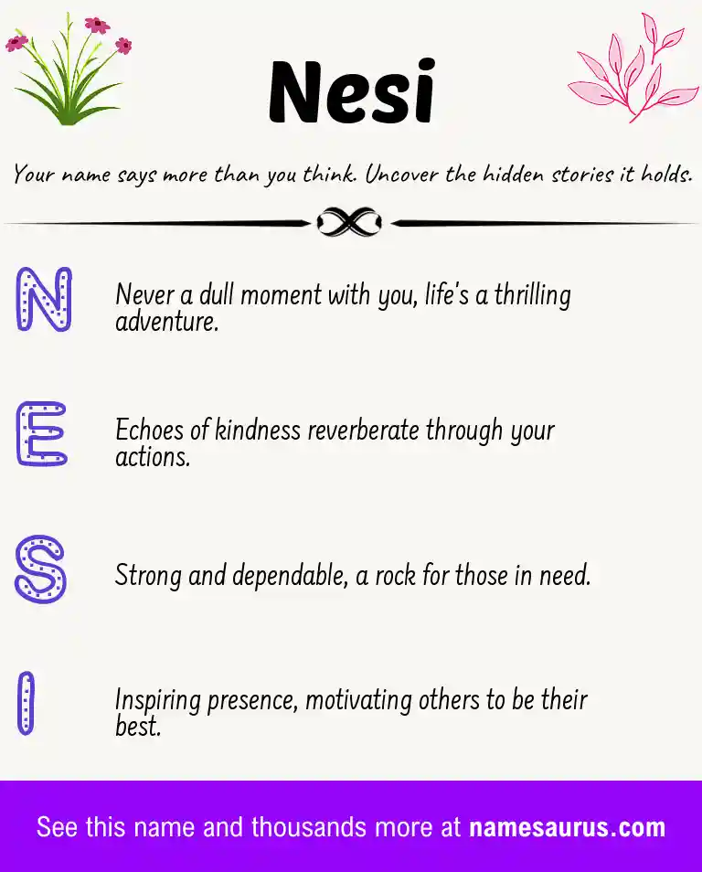 Acrostic poem about Nesi.