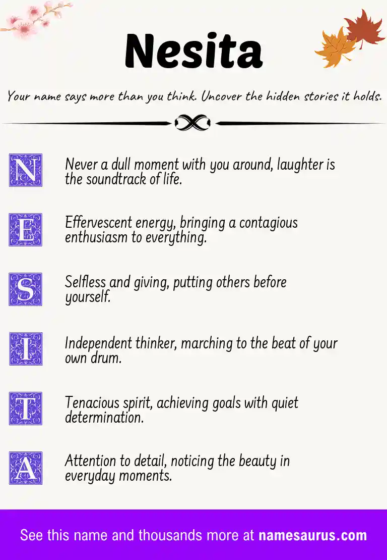 Acrostic poem about Nesita.