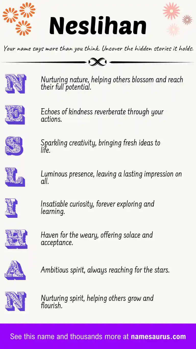 Acrostic poem about Neslihan.