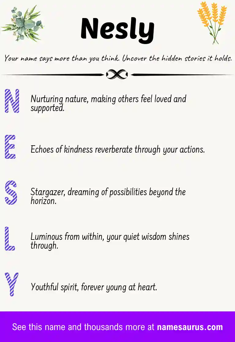 Acrostic poem about Nesly.
