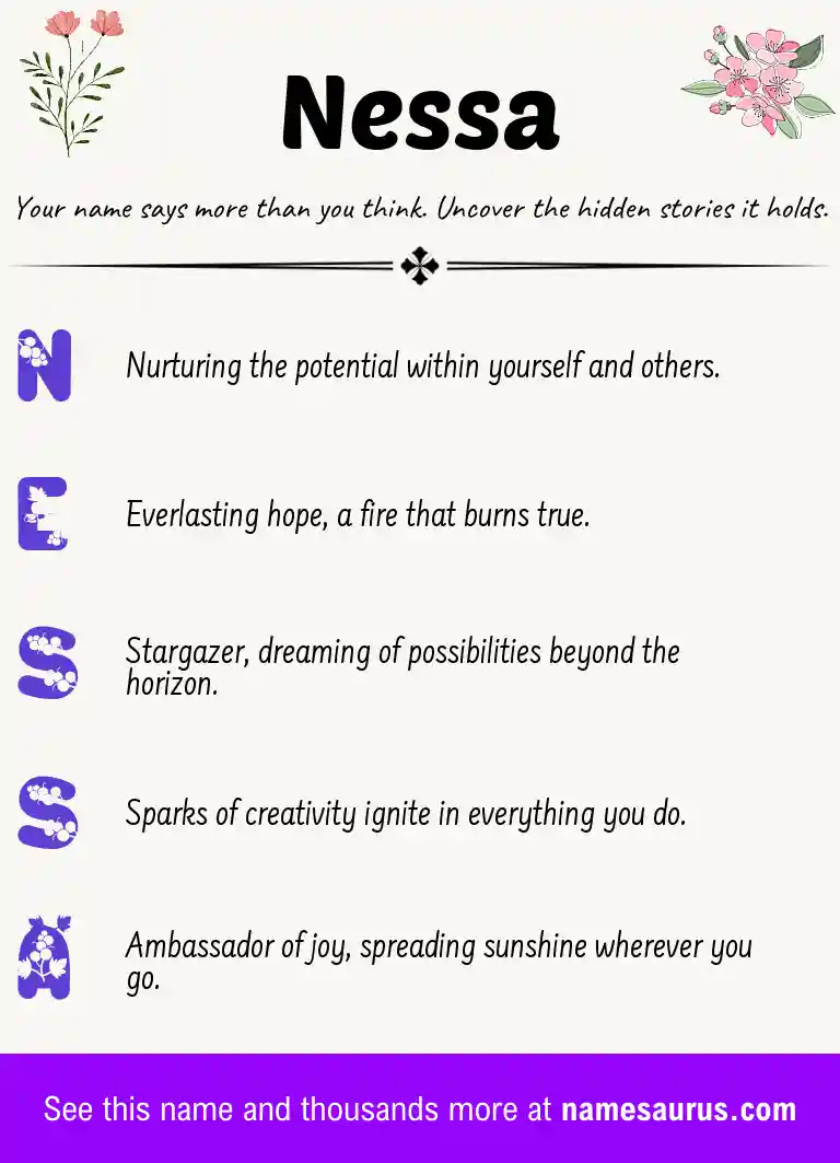 Acrostic poem about Nessa.