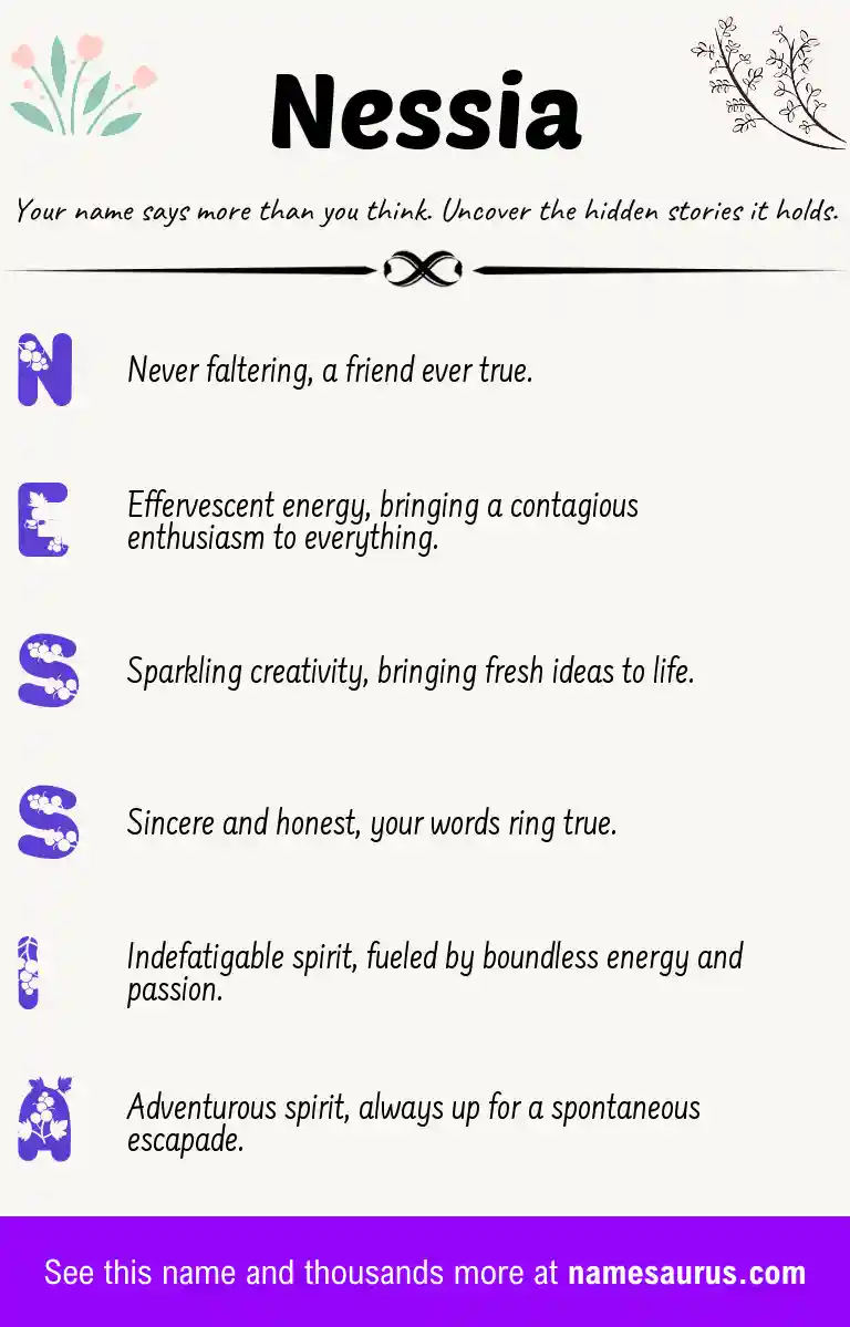 Acrostic poem about Nessia.