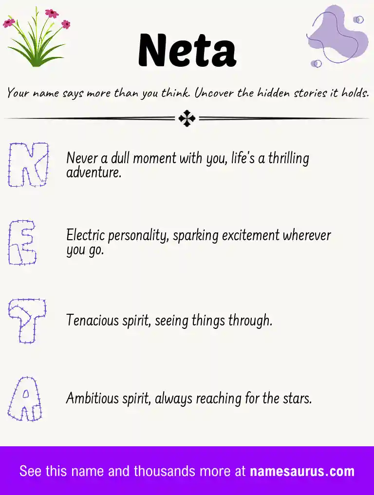 Acrostic poem about Neta.