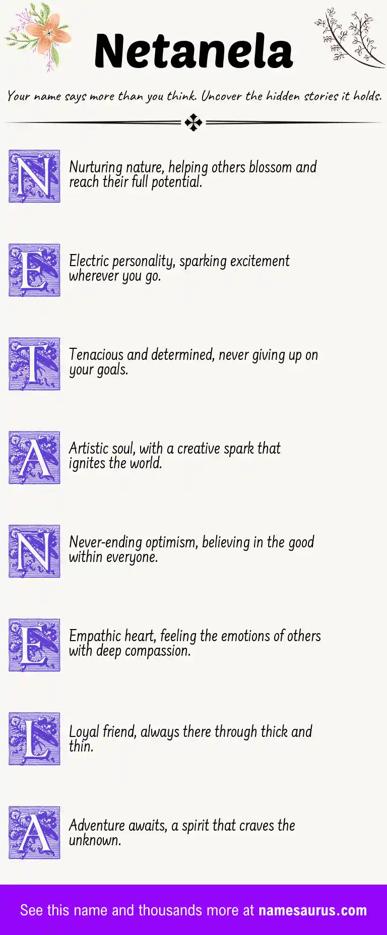 Acrostic poem about Netanela.