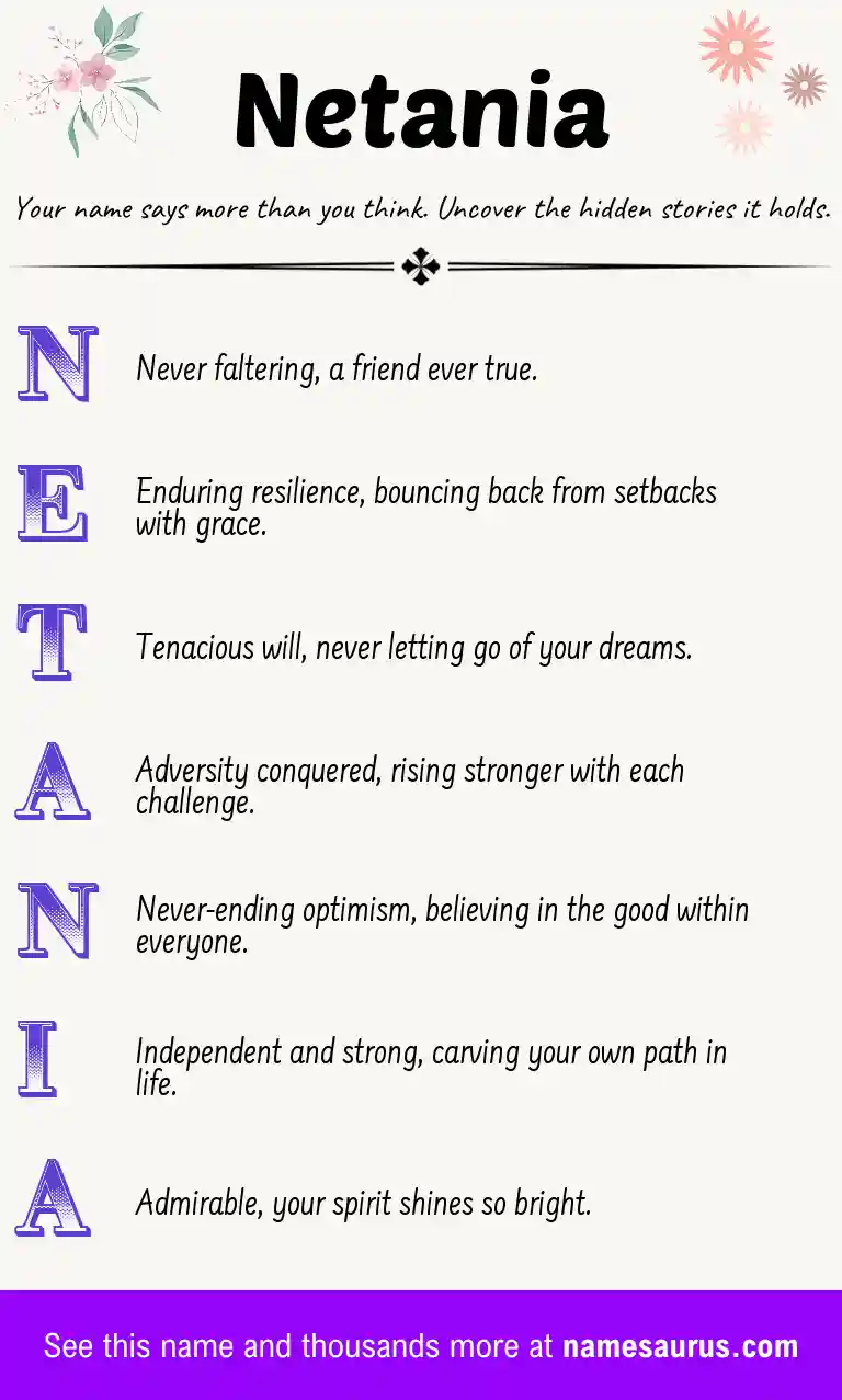 Acrostic poem about Netania.