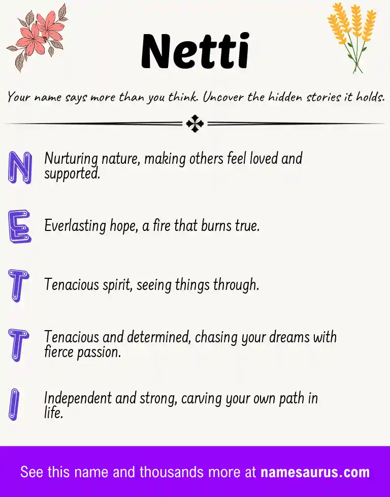 Acrostic poem about Netti.