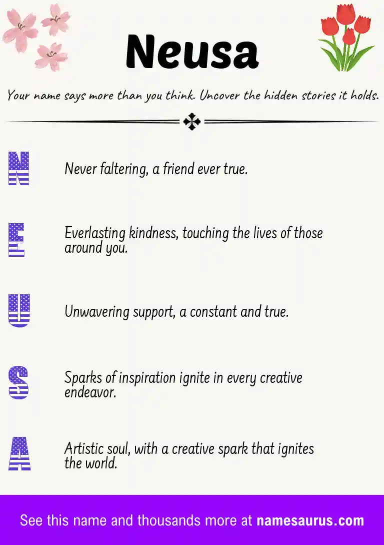 Acrostic poem about Neusa.