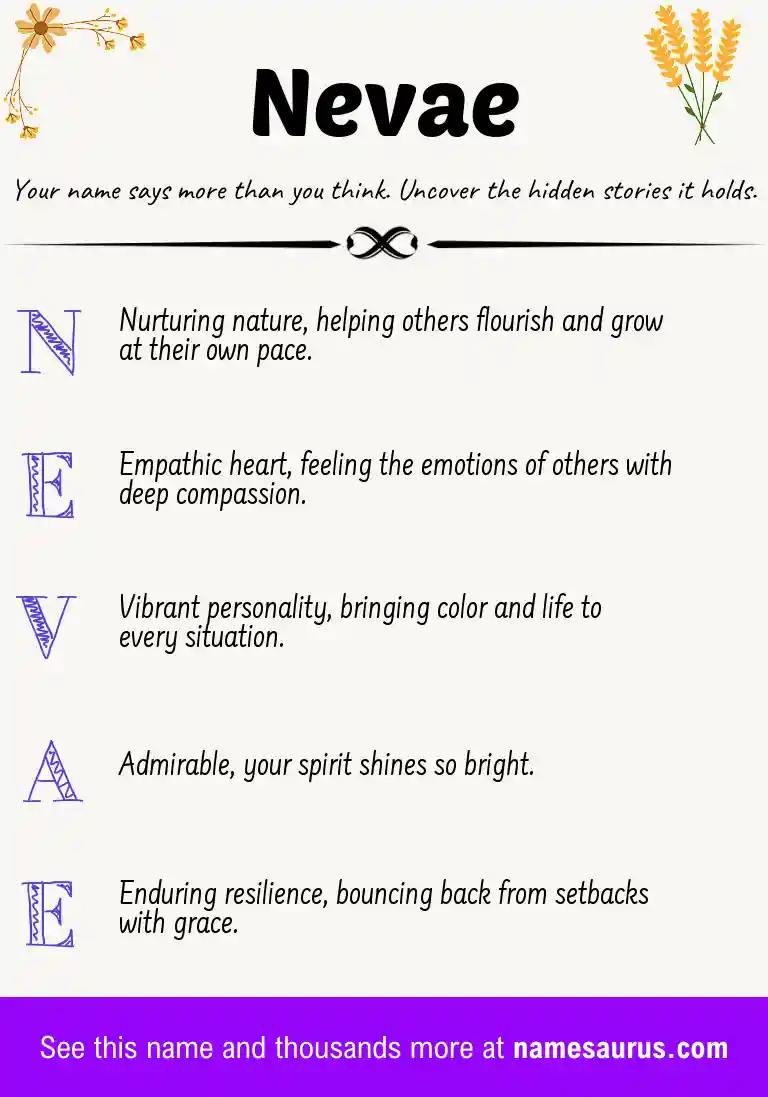 Acrostic poem about Nevae.