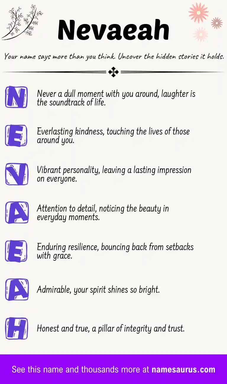 Acrostic poem about Nevaeah.