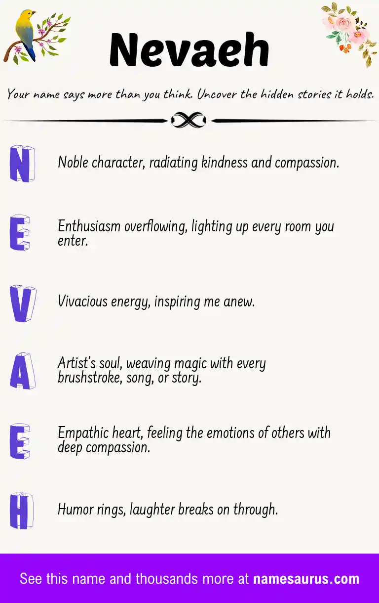 Acrostic poem about Nevaeh.