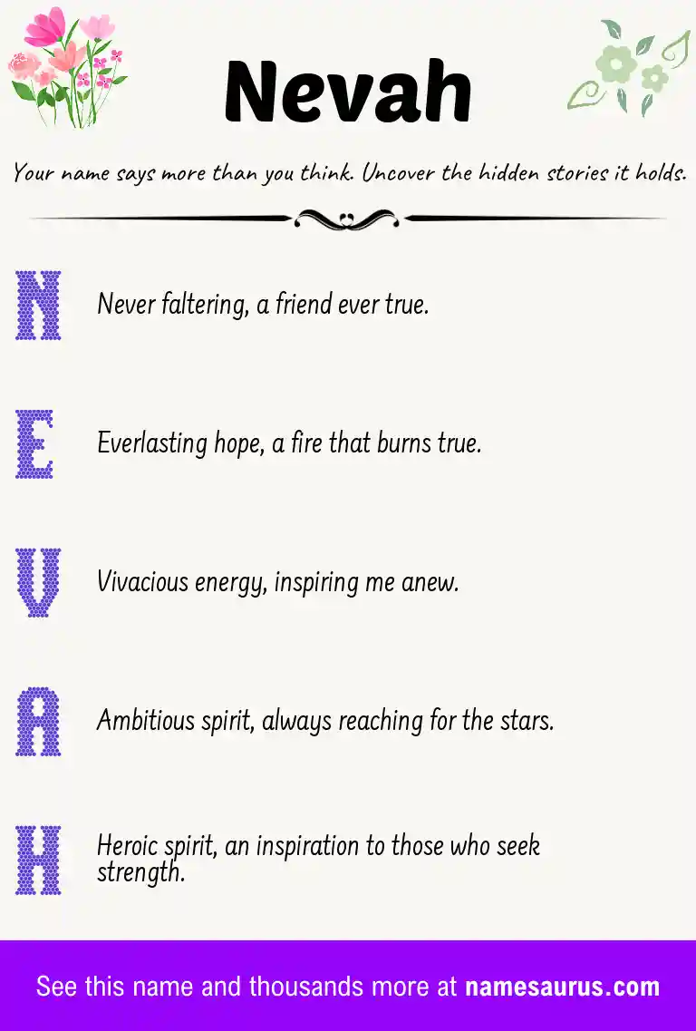 Acrostic poem about Nevah.
