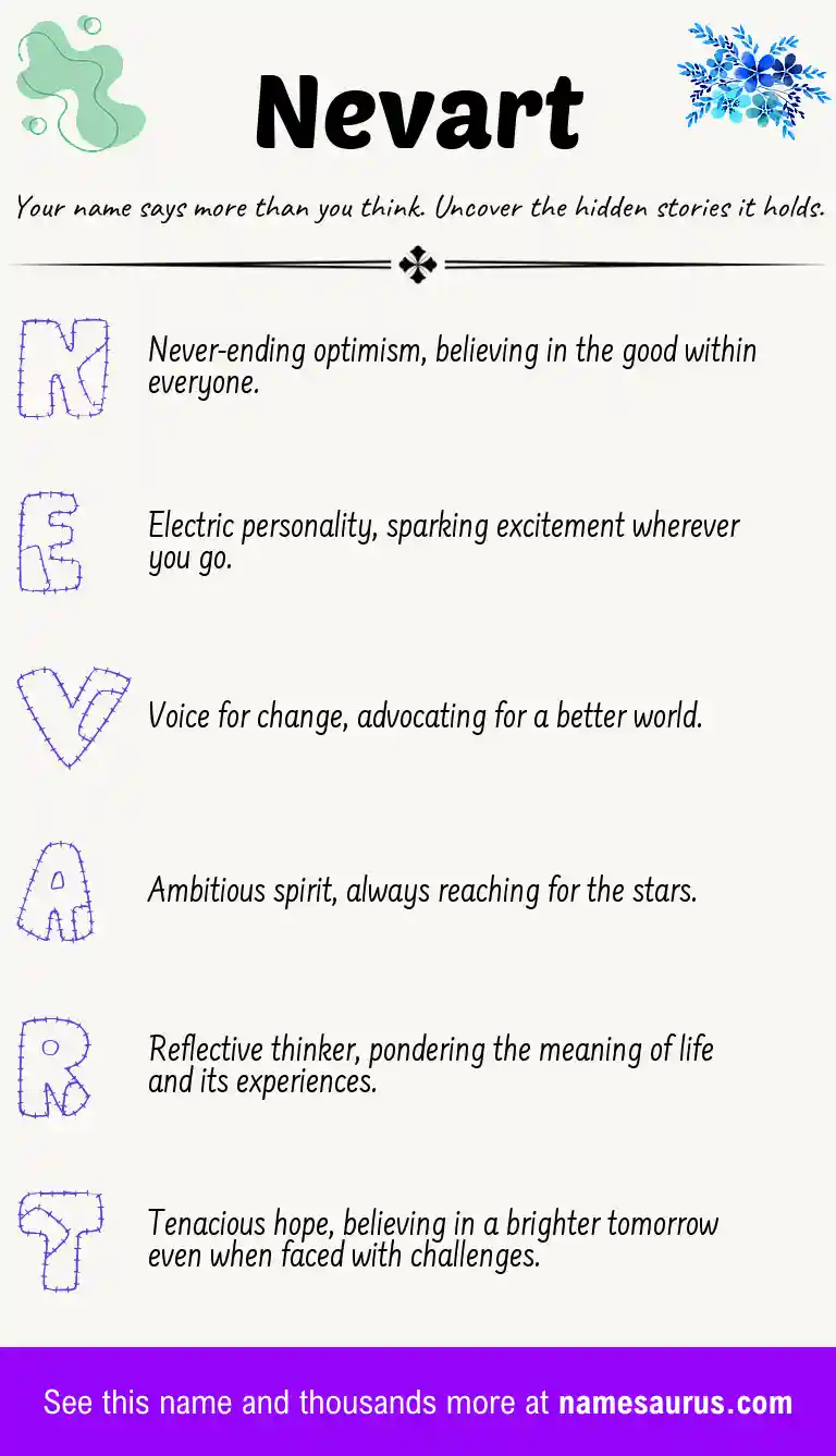 Acrostic poem about Nevart.