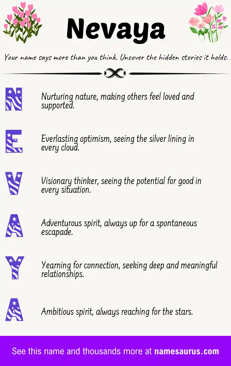 Acrostic poem about Nevaya.
