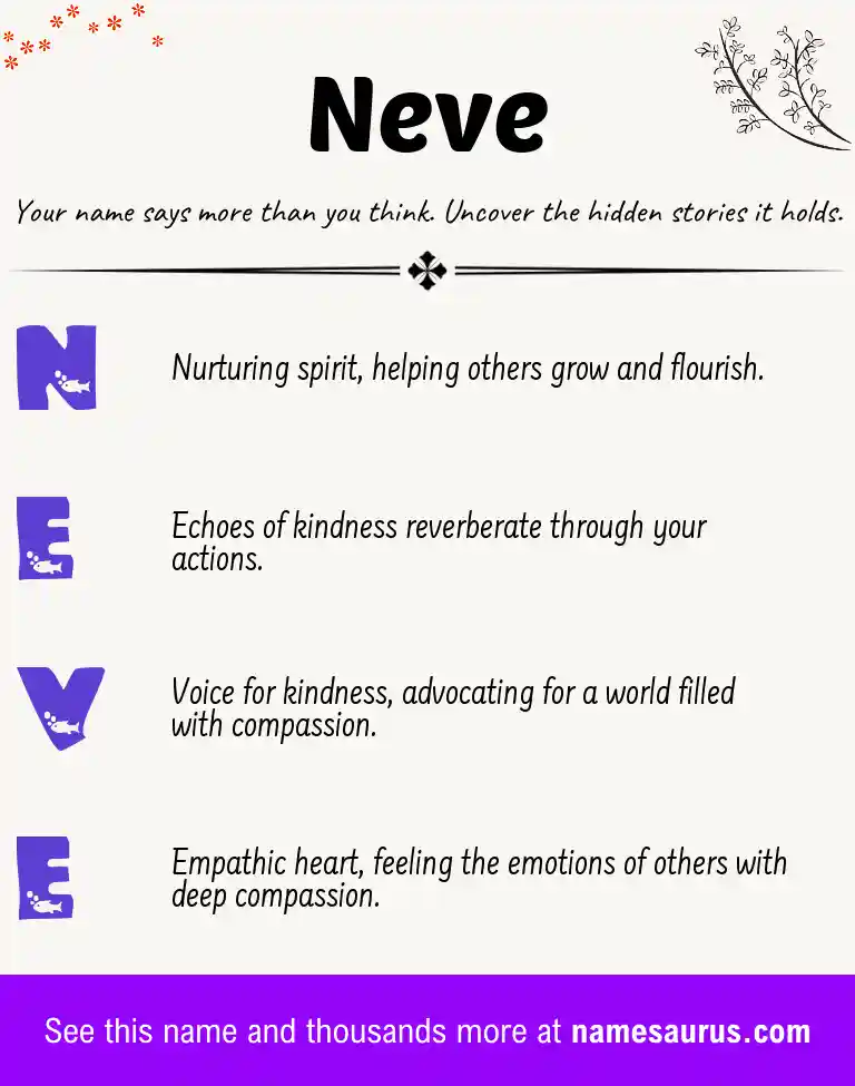 Acrostic poem about Neve.
