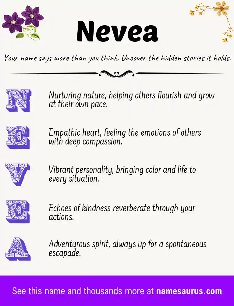 Acrostic poem about Nevea.