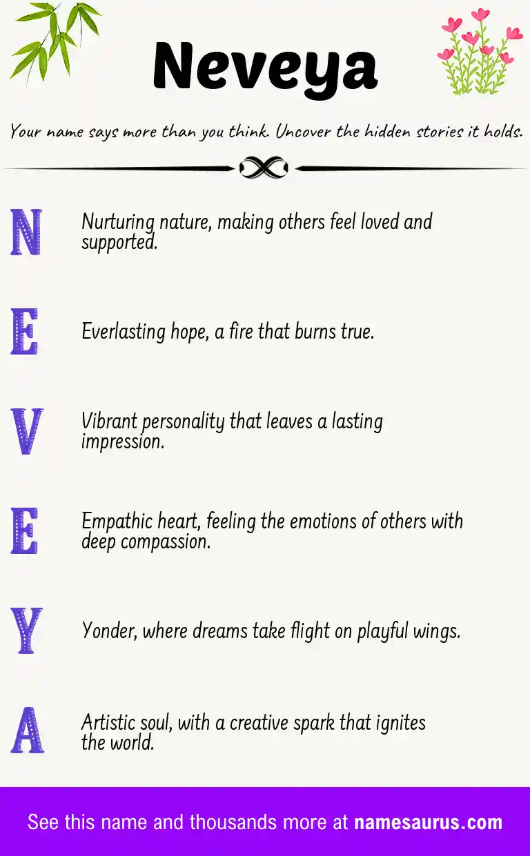 Acrostic poem about Neveya.