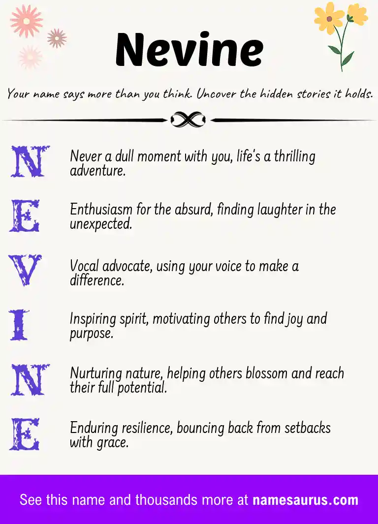 Acrostic poem about Nevine.