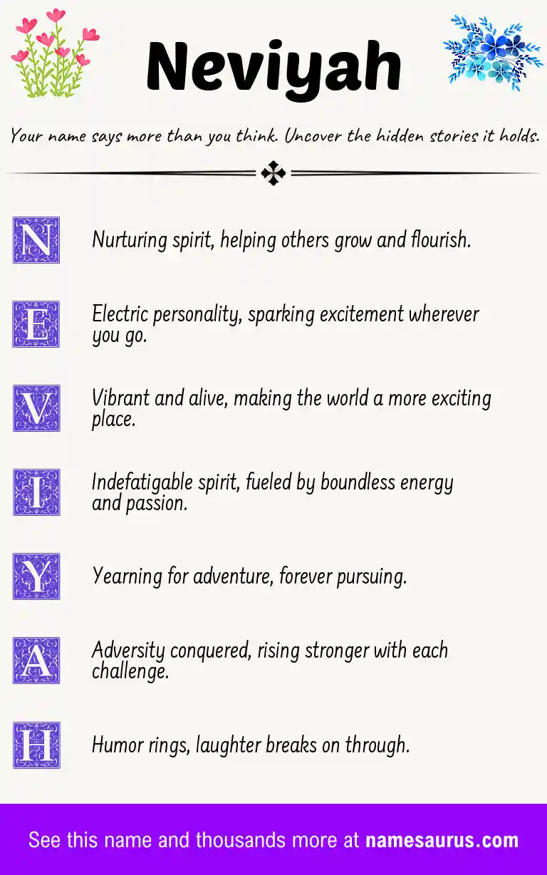 Acrostic poem about Neviyah.