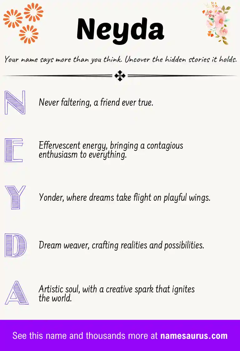 Acrostic poem about Neyda.
