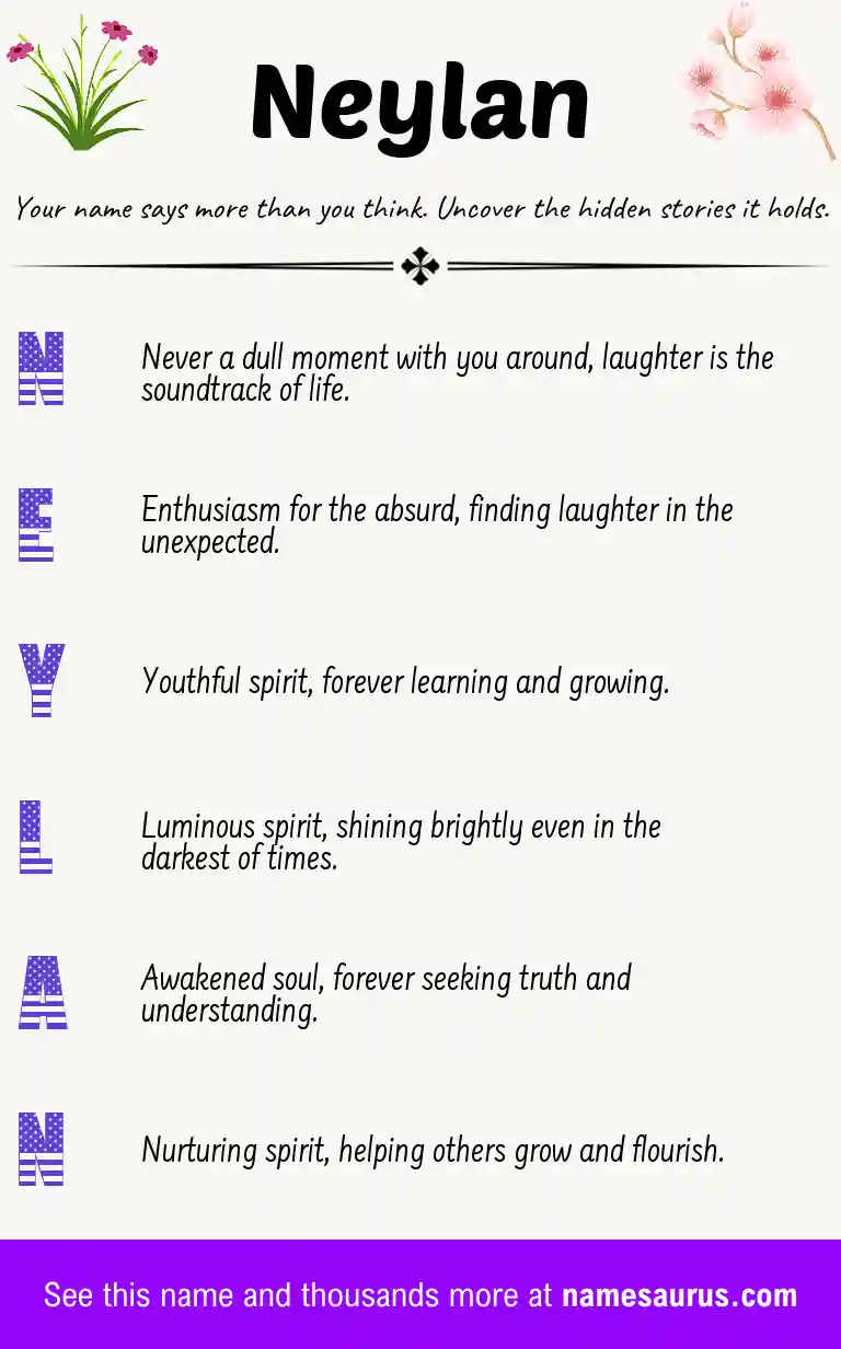 Acrostic poem about Neylan.