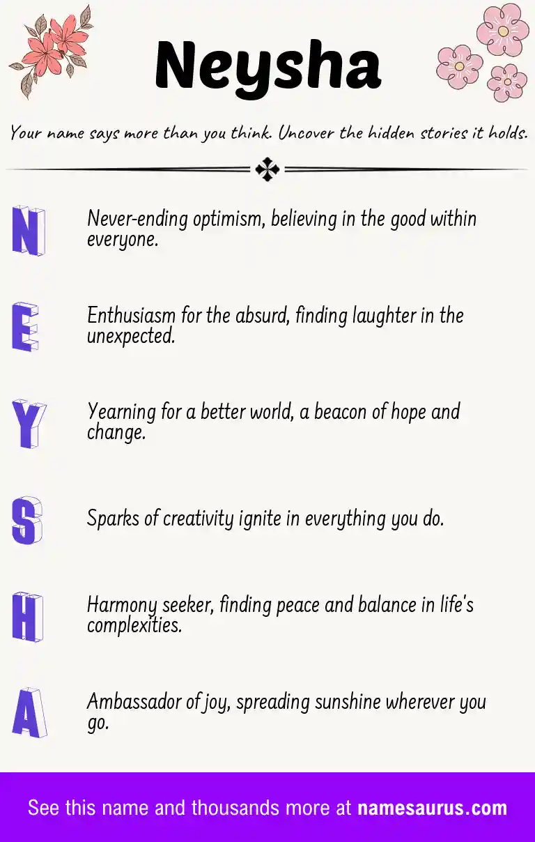Acrostic poem about Neysha.